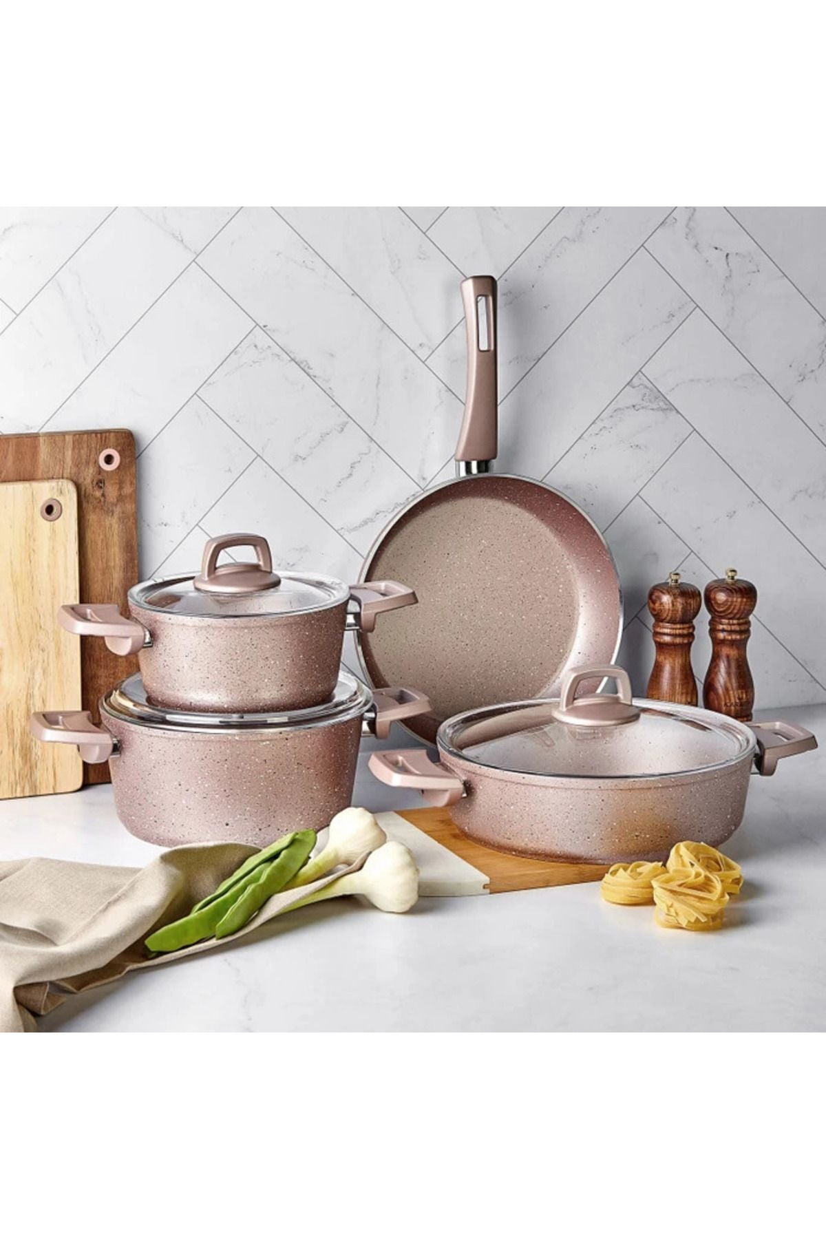 Karaca Biogranit Rose 7 Piece Cookware Set