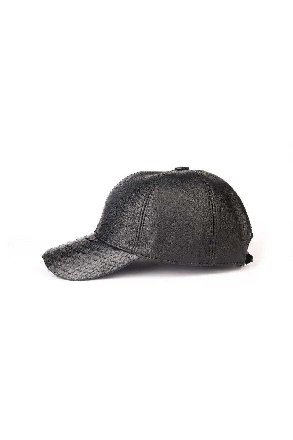 Fubileather Genuine Leather Half Python Handmade Casual Unisex Baseball Cap