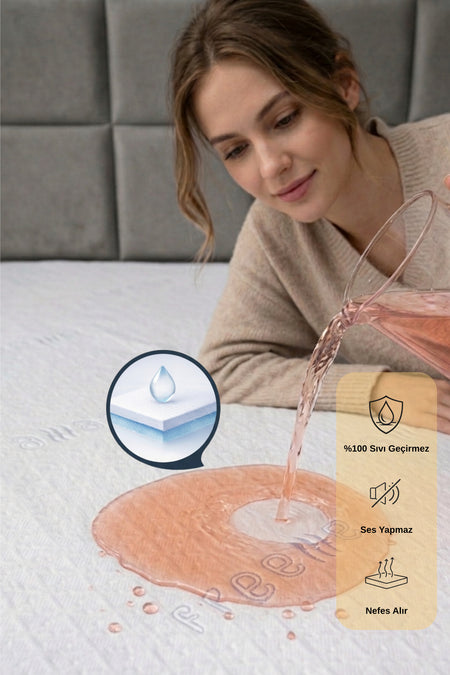 Elzenor Elegance Serin Tutan Waterproof Fitted Mattress Protector - MALLTURK