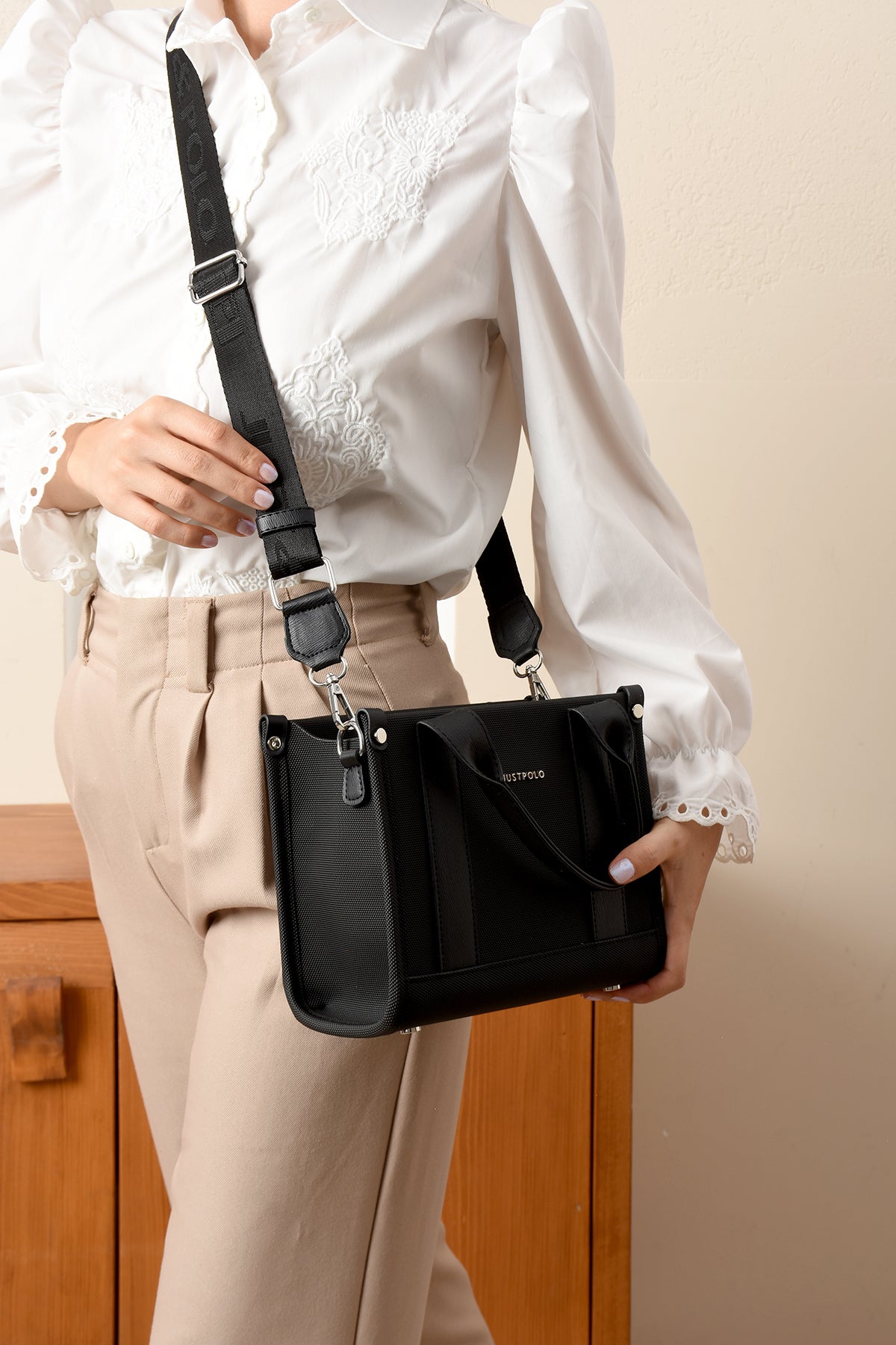 Just Polo Black, Epi Women's Hand and Shoulder Bag, Polo Fabric - MALLTURK
