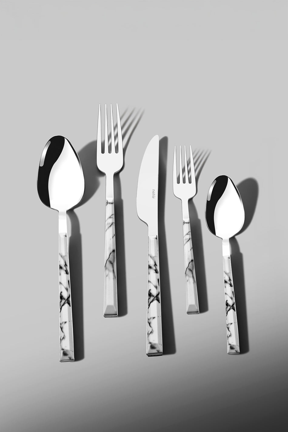 Nehir flora beyaz 6 Place Setting desenli 30 Piece Boxed Flatware Set - MALLTURK