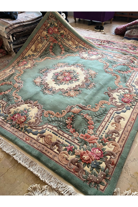 RD RAMAZAN DAG Hand Rug Art Hand-Woven Embossed Chinese Rug Premium Quality Green Color Size 250x250 - MALLTURK