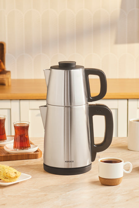 Karaca Tea Break 2 in 1 Stainless Steel Water Kettle Tea Maker inox Black - MALLTURK
