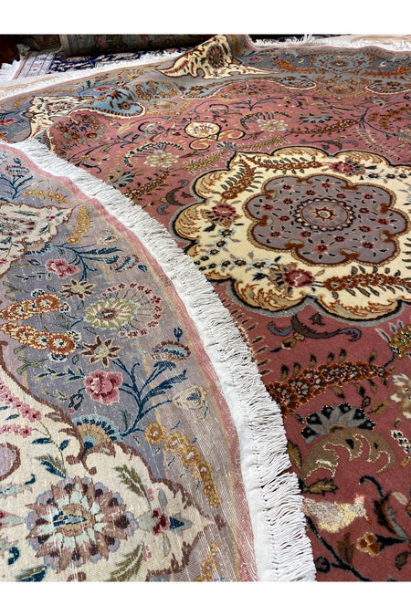 RD RAMAZAN DAG Hand Rug Art Hand-Woven Iranian Isfahan Yuvarlak Rug Wool Blend Size 245x245 - MALLTURK