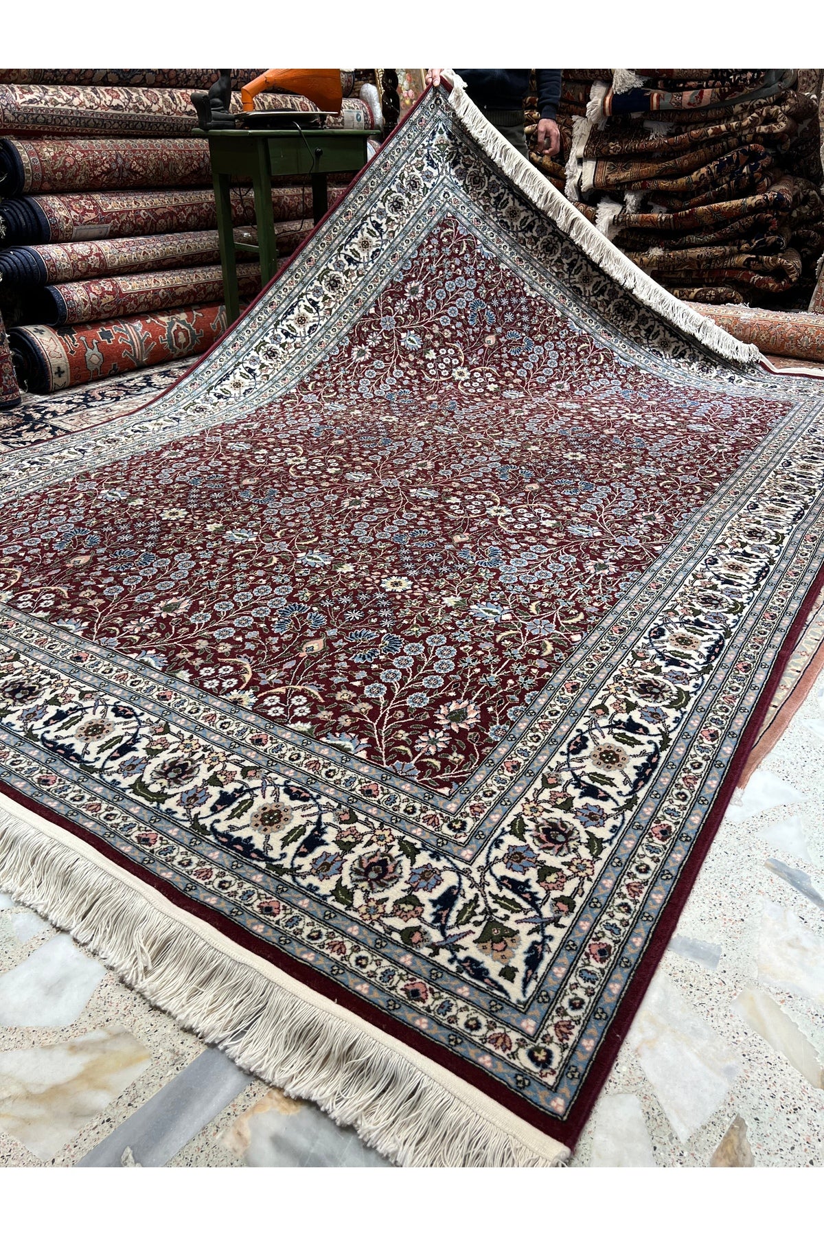 RD RAMAZAN DAG Hand Rug Art Hand-Woven Sumerbank Hereke Rug Seven Mountains Flower Design 300x200 - MALLTURK