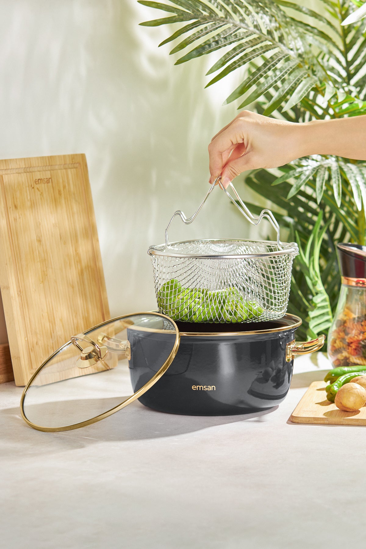 Emsan Nostalji Enamel Frying Pot Antrasit - MALLTURK