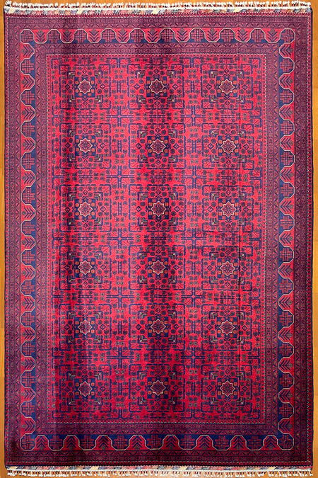 Afghan Rug 6 Meter Red Hand-Woven 100% Wool Handicraft ile Harika Yildiz Pattern