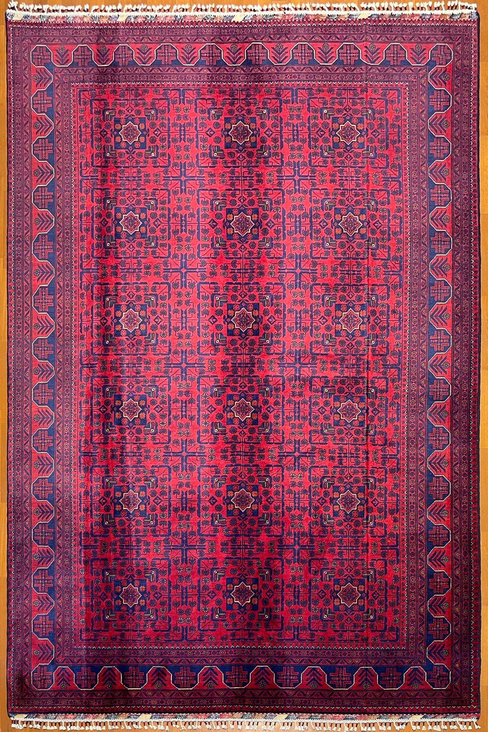 Afghan Rug 6 Meter Red Hand-Woven 100% Wool Handicraft ile Harika Yildiz Pattern - MALLTURK