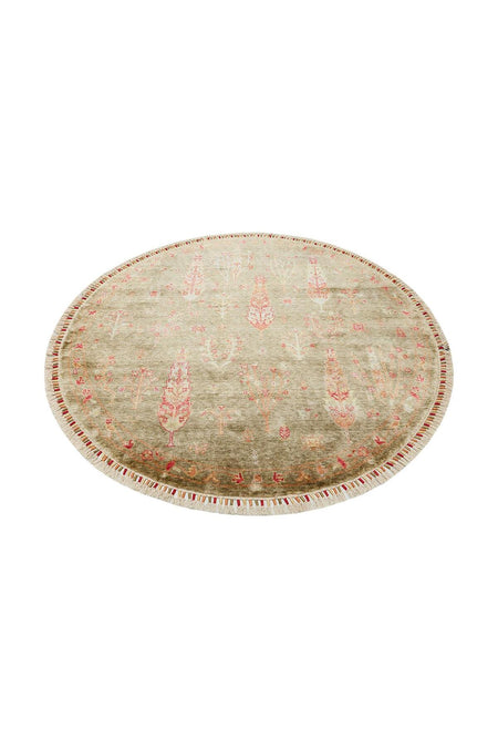 ZARA ZR 08 GREEN AUTUMN Q Eko Hali with Authentic Pattern, Special Non-Shedding and Easy-to-Clean, Made of Tencel. - MALLTURK
