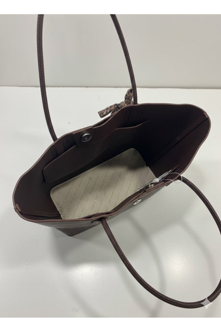 Just Polo Women's Handbag and Clutch Set - Stylish Everyday Bag with Shawl Detail Brown Large Size - MALLTURK