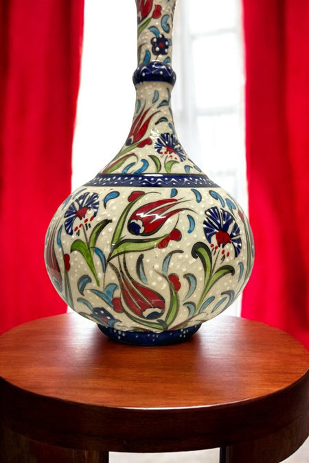 STORESZA Handmade 30cm Kutahya Teardrop Ceramic Vase - Blue - MALLTURK
