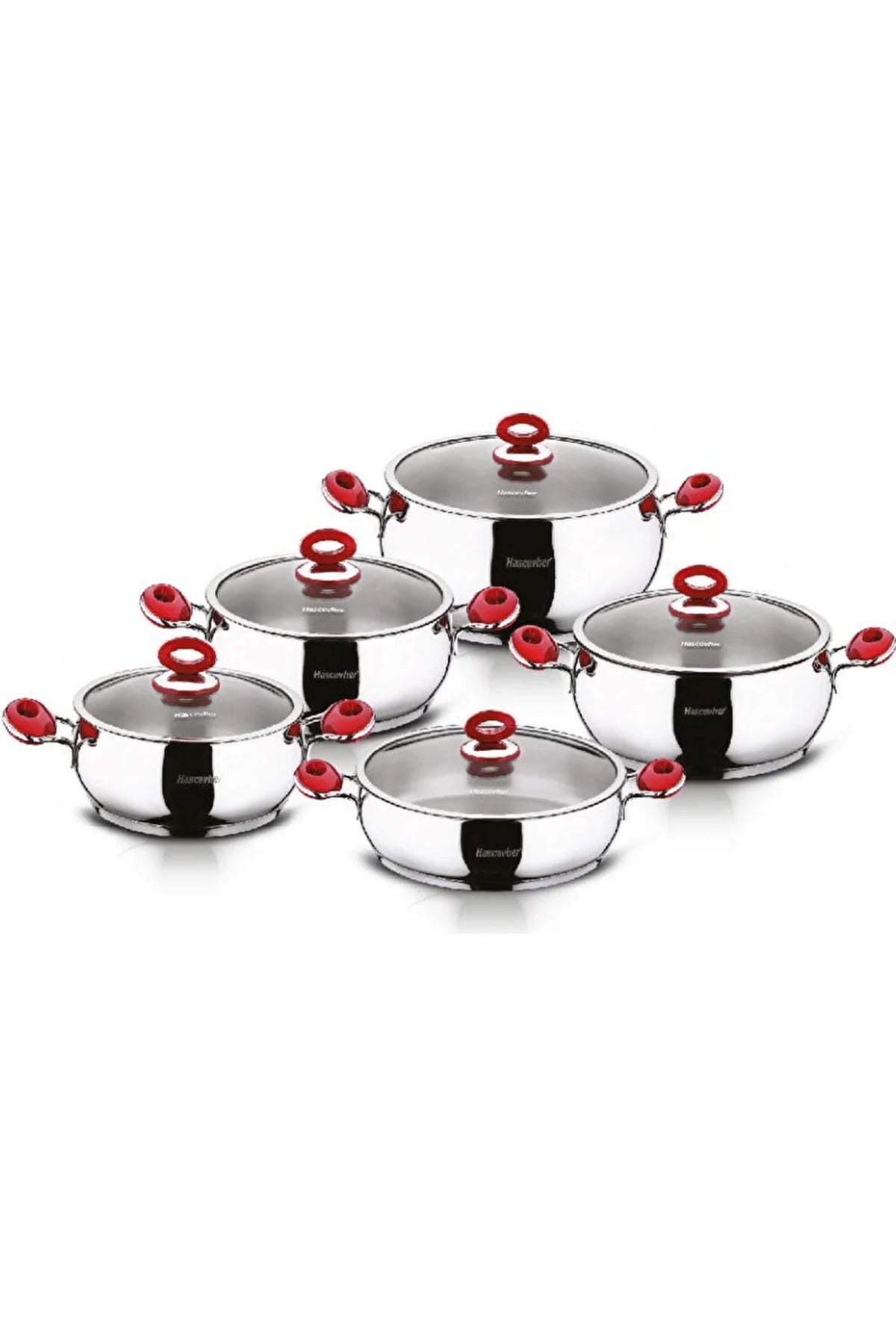Hascevher Anemon 10 Piece Cookware Set Cam with Lid - MALLTURK