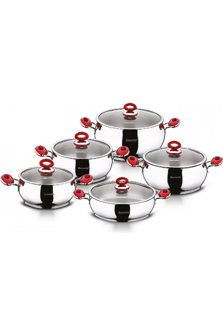 Hascevher Anemon 10 Piece Cookware Set Cam with Lid - MALLTURK