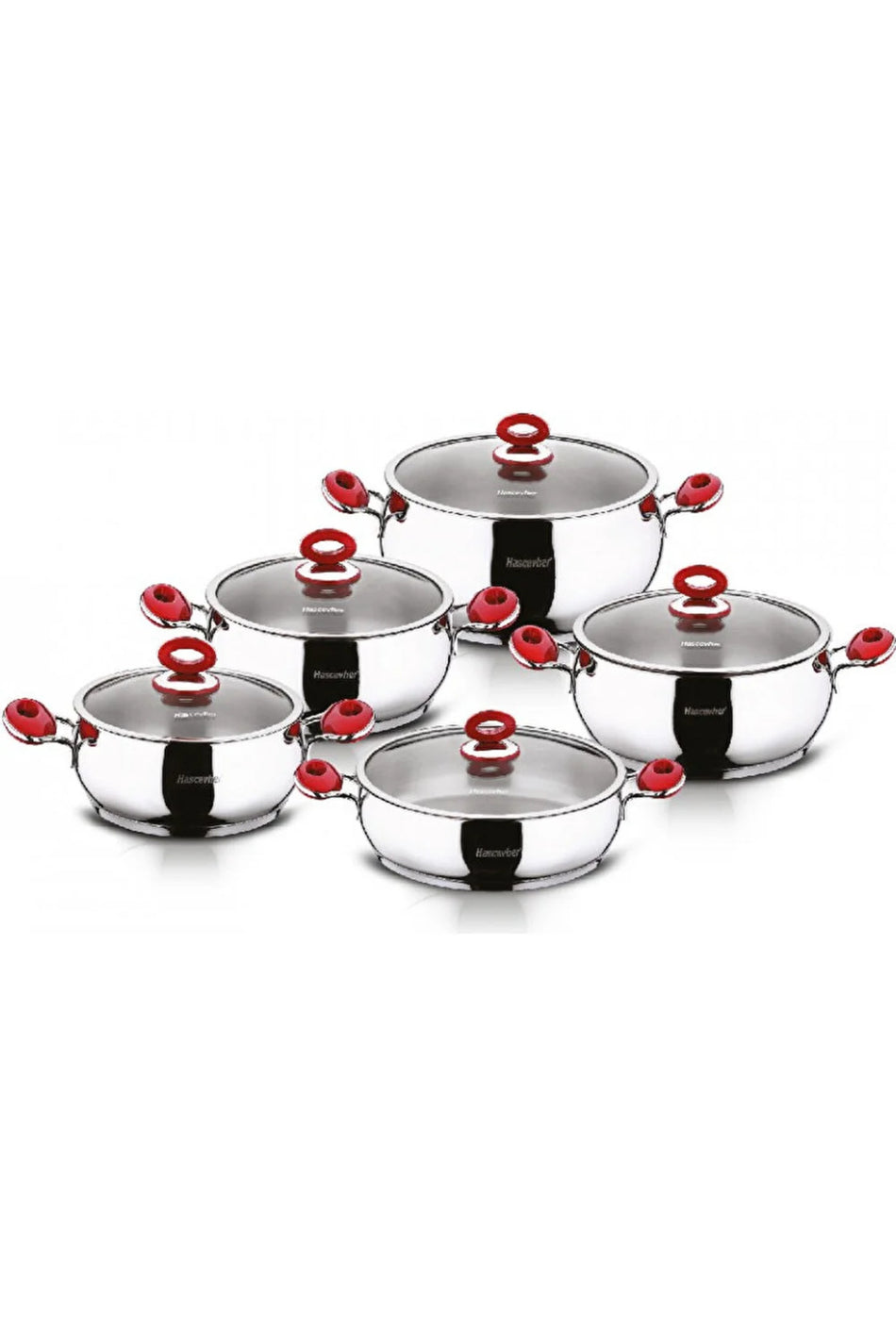 Hascevher Anemon 10 Piece Cookware Set Cam with Lid - MALLTURK