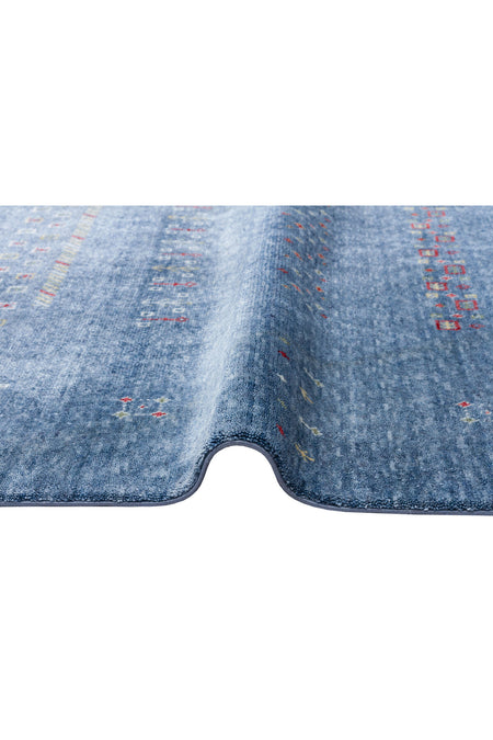 Vog Hali Efsun Handmade Blue Lyocell Special Loom Modern Usak Patterned Fringed Living Room Carpet - MALLTURK