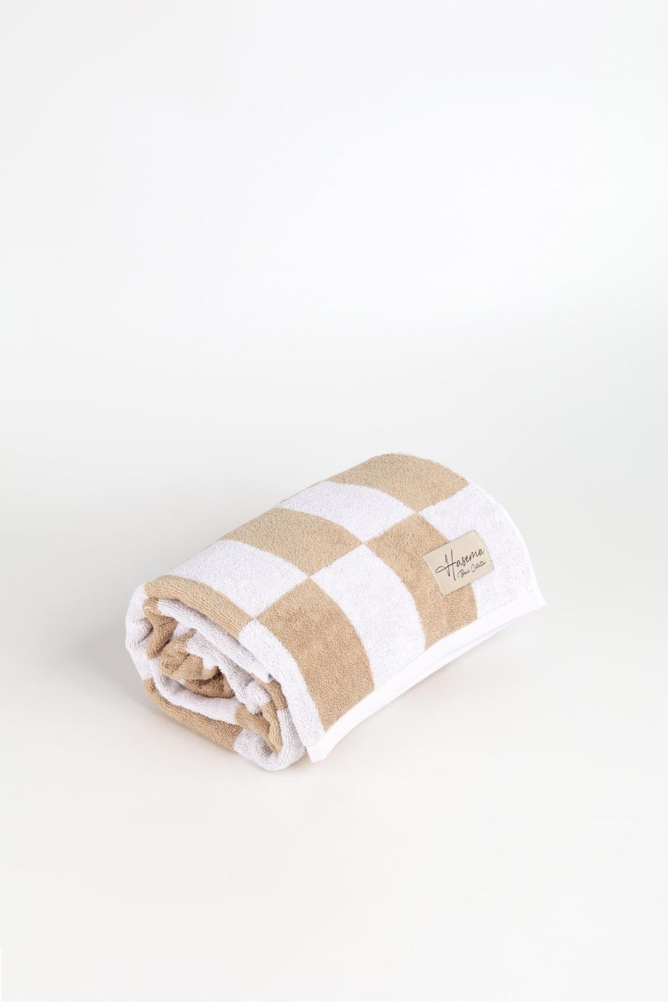 Hasema Square Patterned Brown and White 90x170 Beach Towel HSM-26