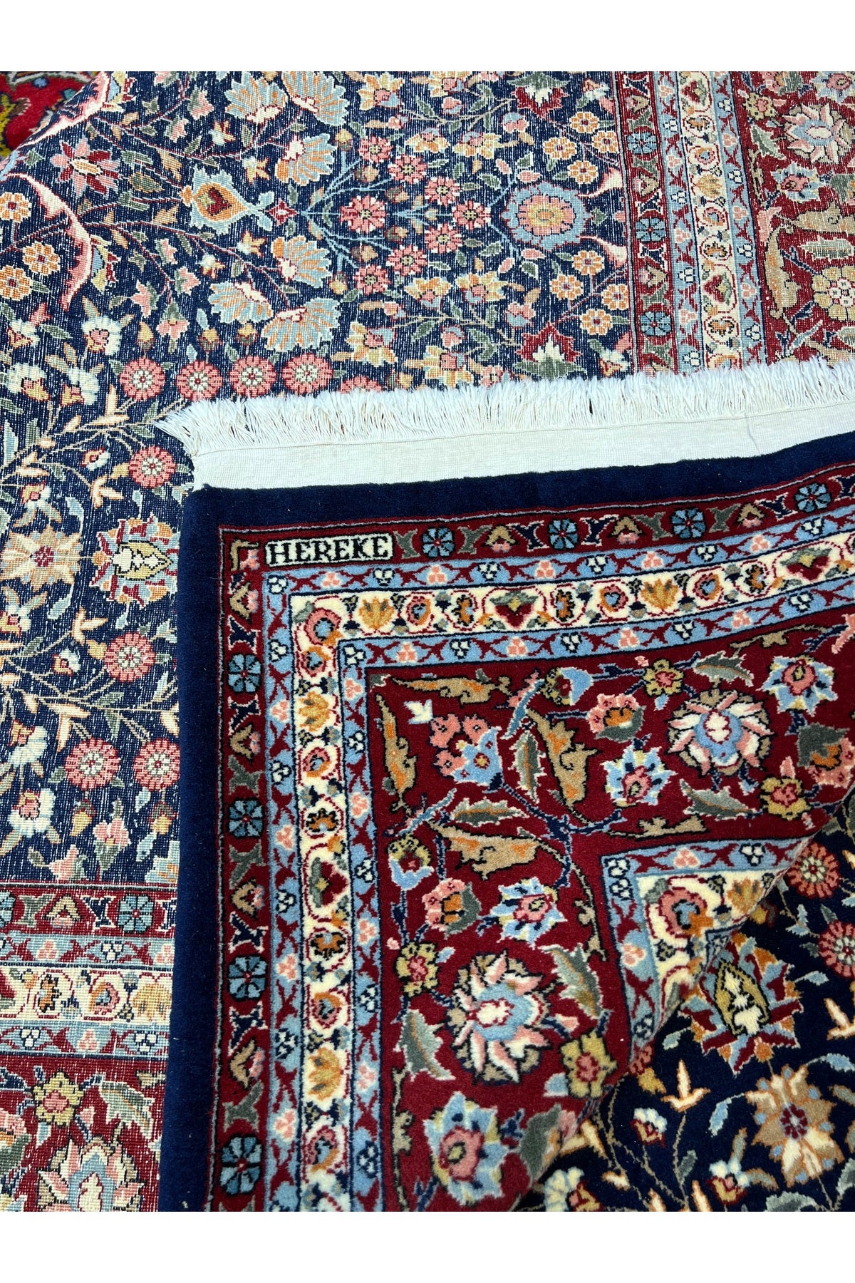 RD RAMAZAN DAG Hand Rug Art Hand-Woven Sumerbank Hereke Rug Signed Seven Mountains Flower Premium Quality Size 330x251 - MALLTURK