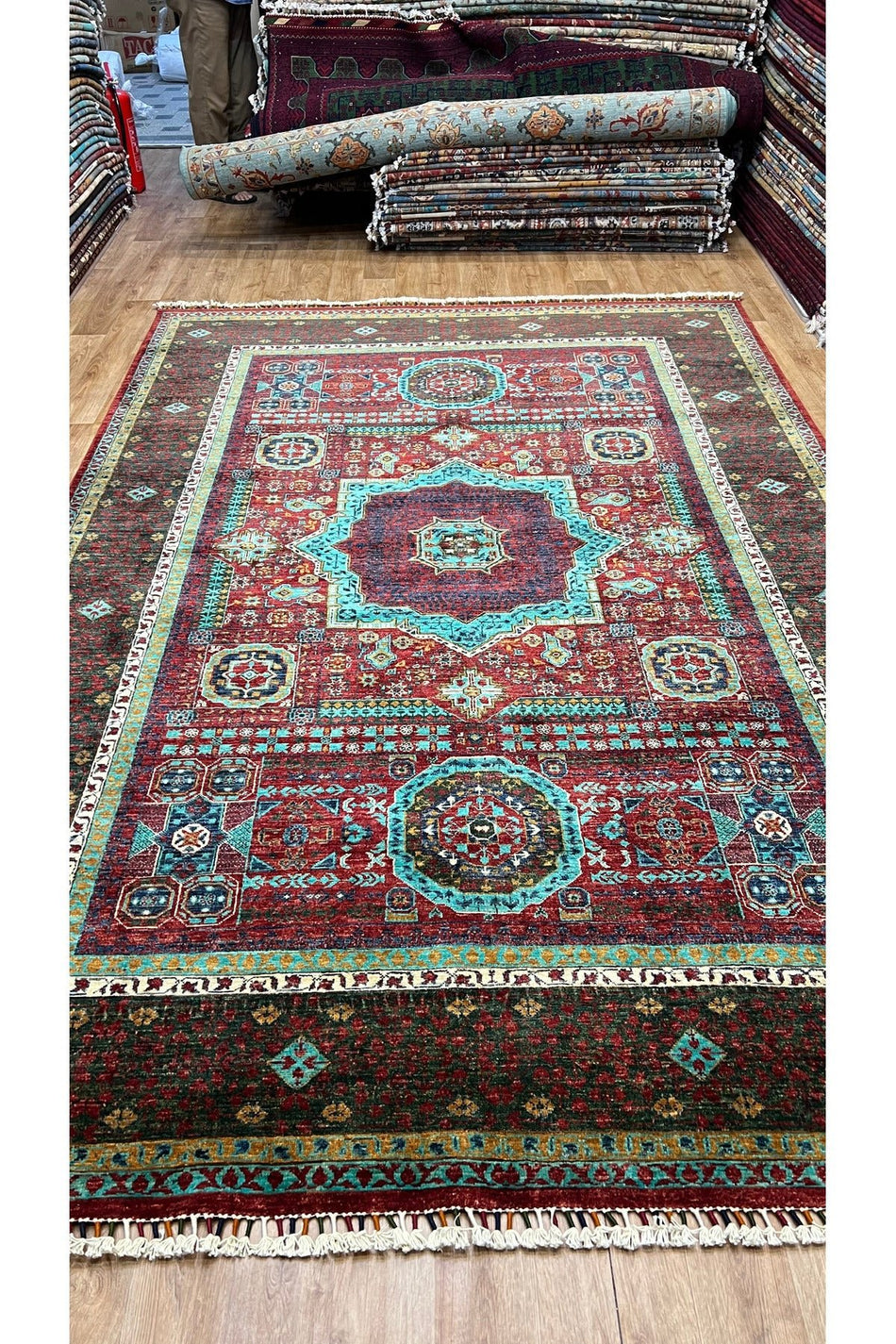 Turkmen Rug Handwoven Red Afghan Carpet - MALLTURK