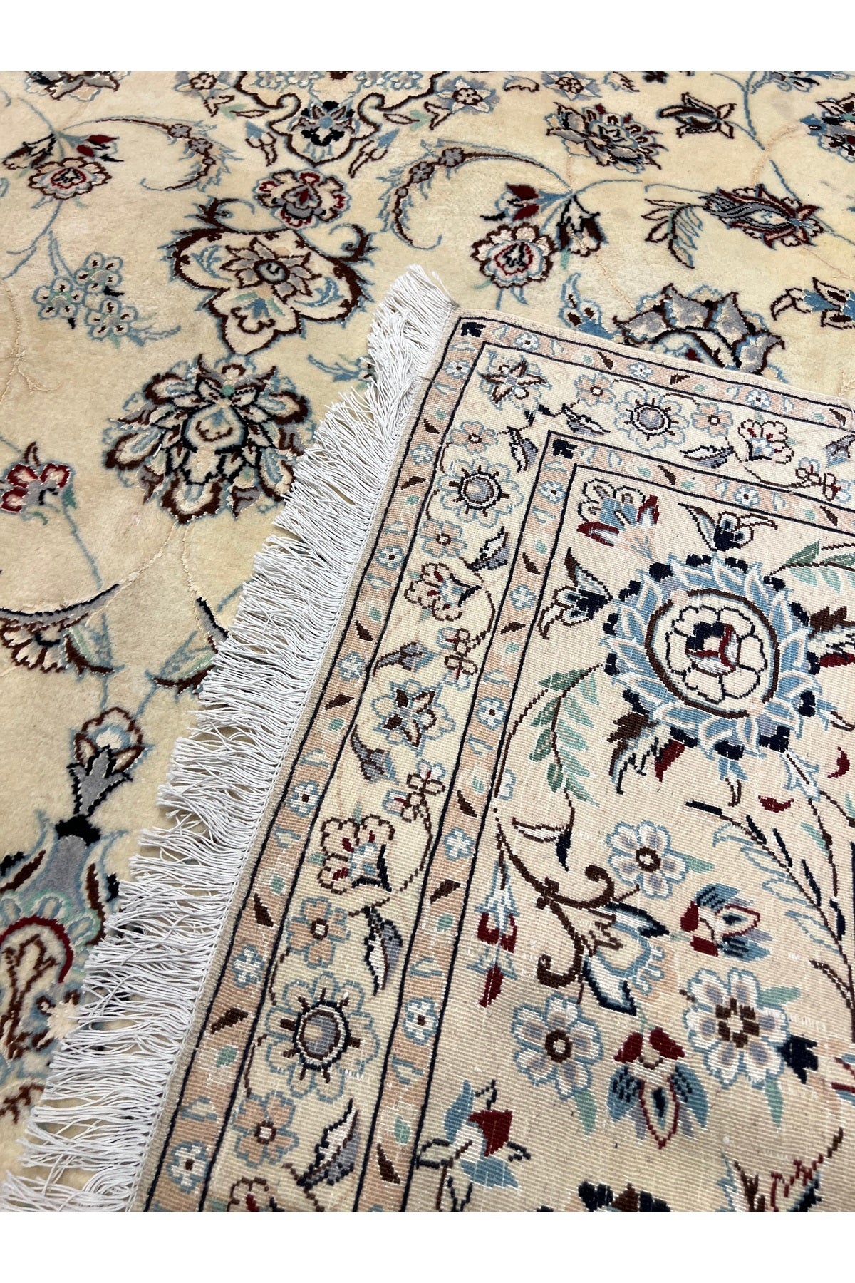 RD RAMAZAN DAG Hand Rug Art Hand-Woven Iranian Nain Rug Wool Blend Premium Quality Size 365x247 - MALLTURK