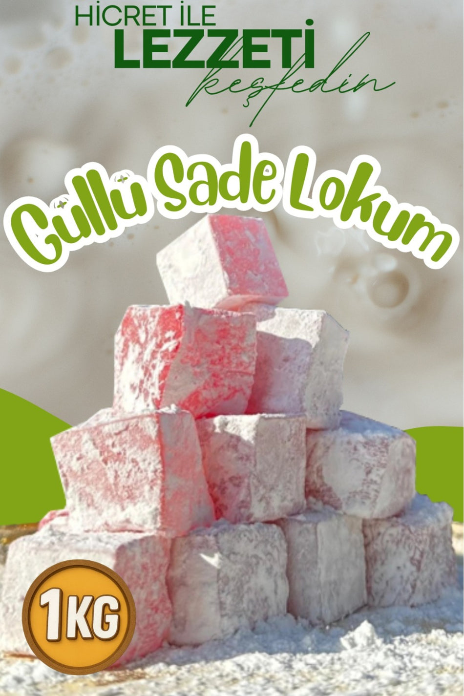 Hicret kuruyemis Rose Flavored Plain Turkish Delight 1 kg - MALLTURK