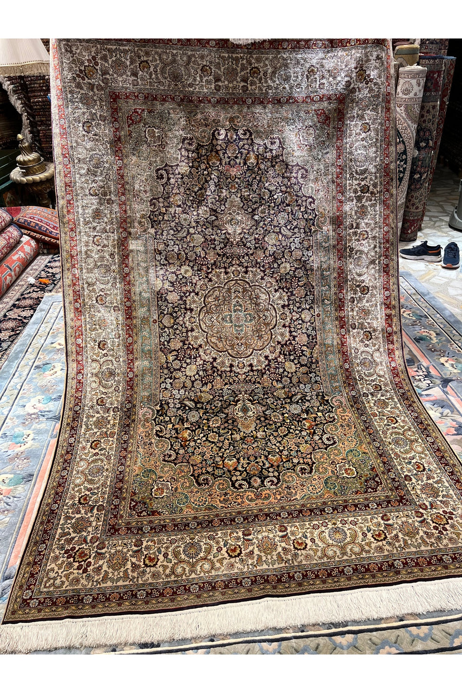RD RAMAZAN DAG Hand Rug Art Hand-Woven Pure Silk Rug Size 250x150