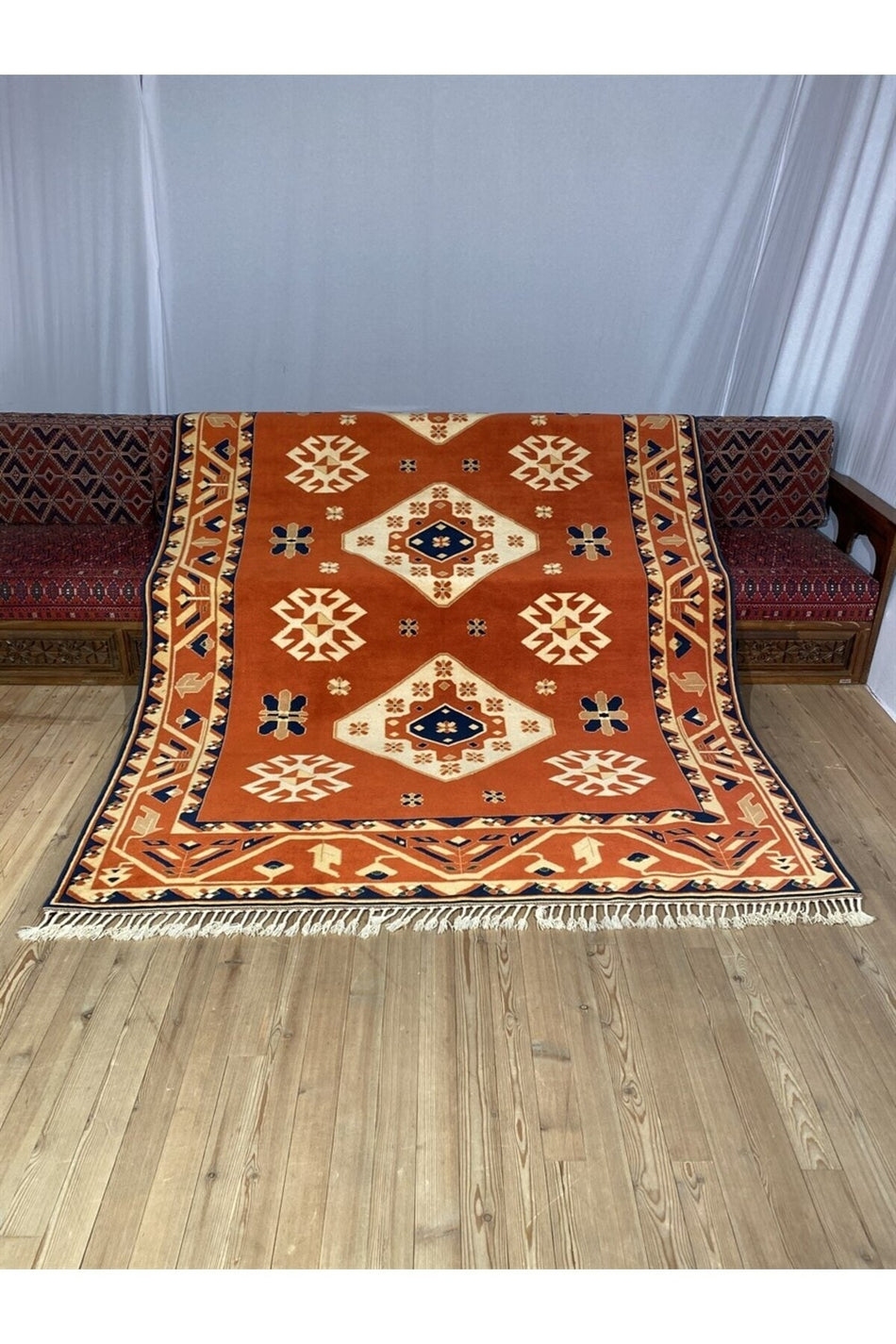 Sirvan Handwoven Geometric Antique Yoruk Carpet - MALLTURK