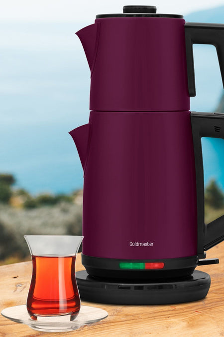 GoldMaster Acacia Matte Purple XL 2200 Watt Patented Drip-Free Design Stainless Steel Tea Maker and Water Kettle - MALLTURK