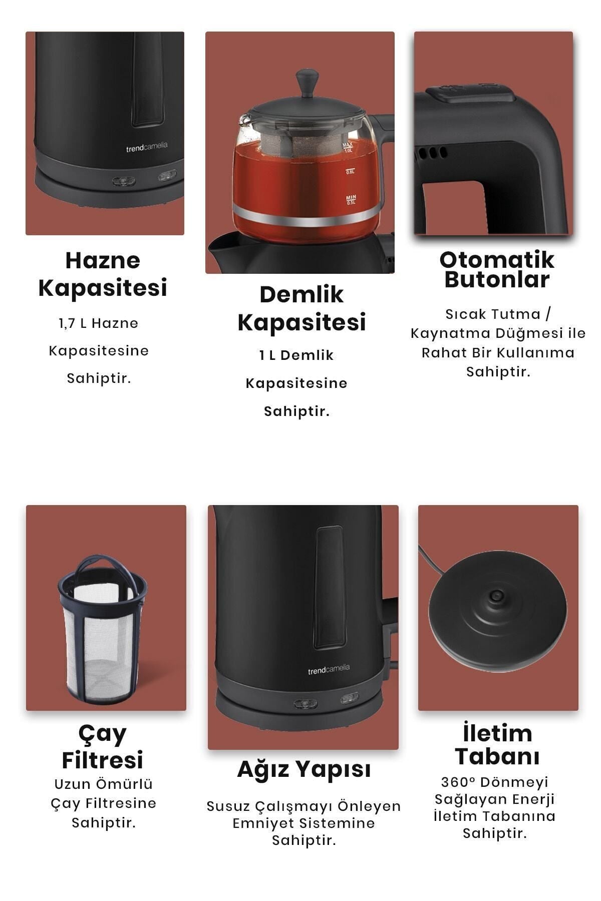 GoldMaster Trendcamelia 2200 Watt Glass Teapot BPA-Free Tea Maker and Water Heater - MALLTURK