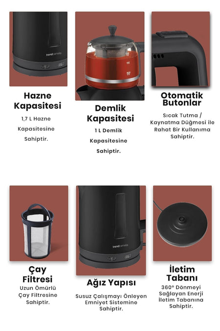 GoldMaster Trendcamelia 2200 Watt Glass Teapot BPA-Free Tea Maker and Water Heater - MALLTURK