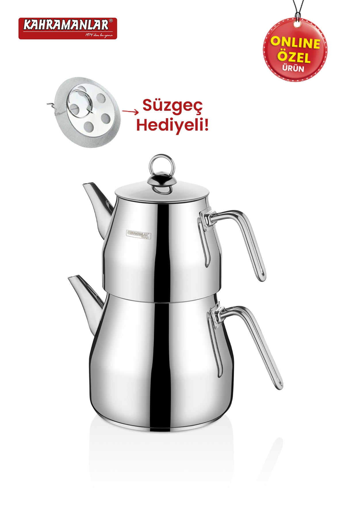 Kahramanlar Pyramid Platinum Teapot Set XXL - MALLTURK