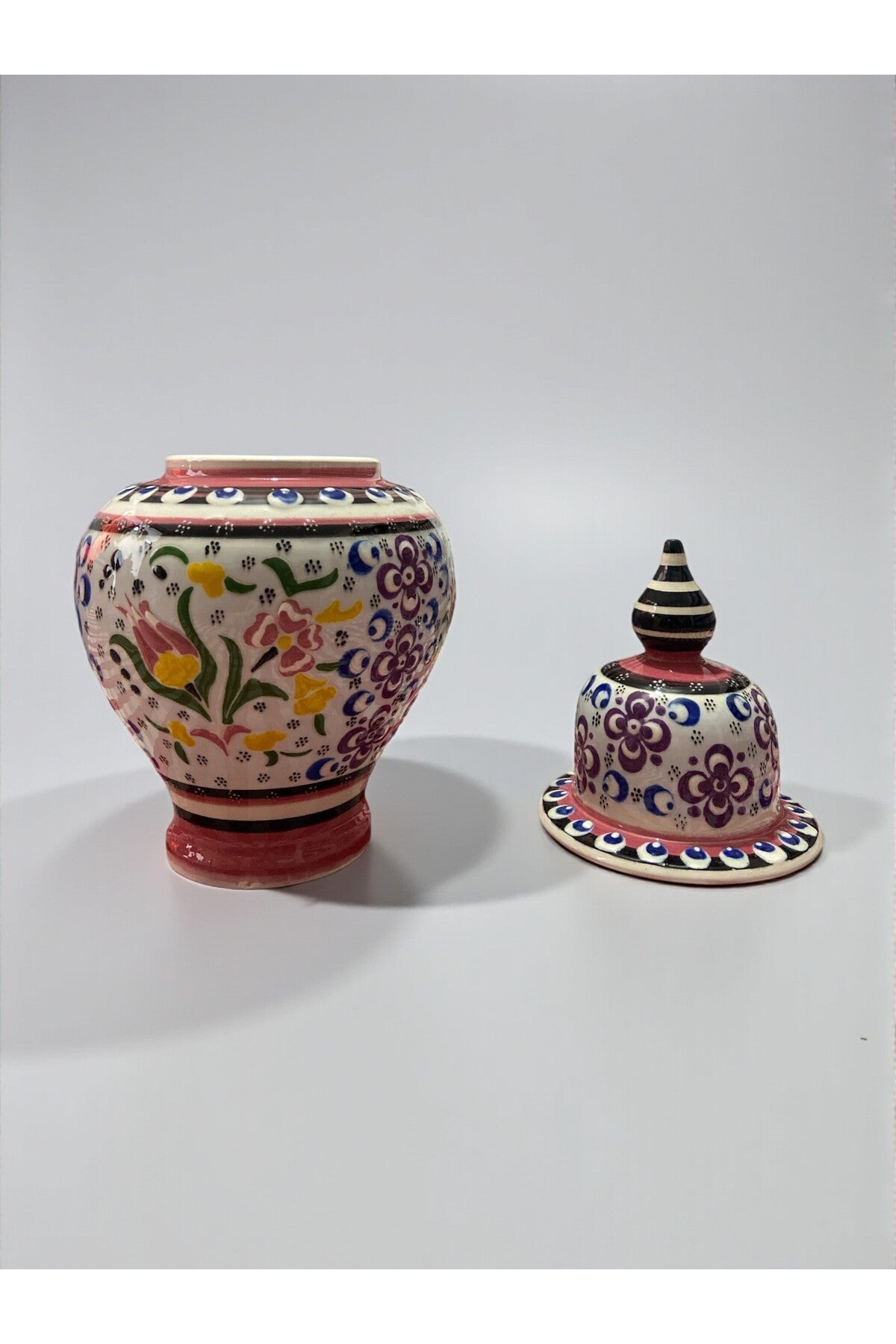YOOS Handmade Wheelwork 25cm Kutahya Ceramic Shah Cube Ceramic Vase Pink - MALLTURK