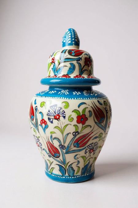 STORESZA Handmade 30cm Special Design Sable Craftsmanship Light Blue Shah Cube Ceramic Vase - MALLTURK