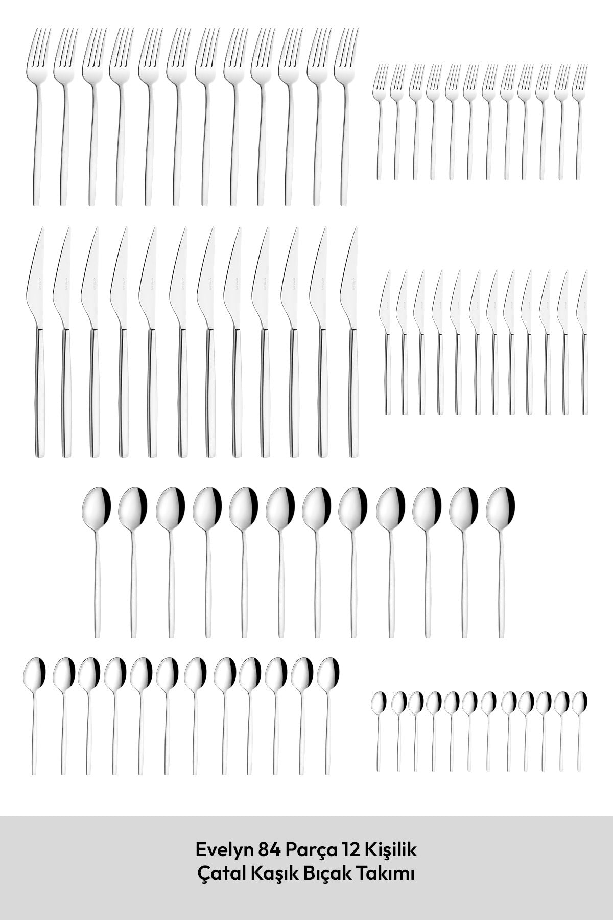 Emsan evelyn 84 Piece 12 Place Setting Flatware Set - MALLTURK