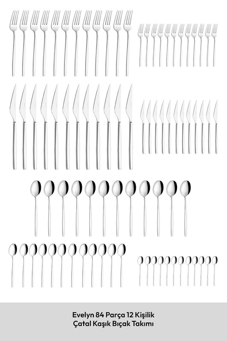 Emsan evelyn 84 Piece 12 Place Setting Flatware Set - MALLTURK