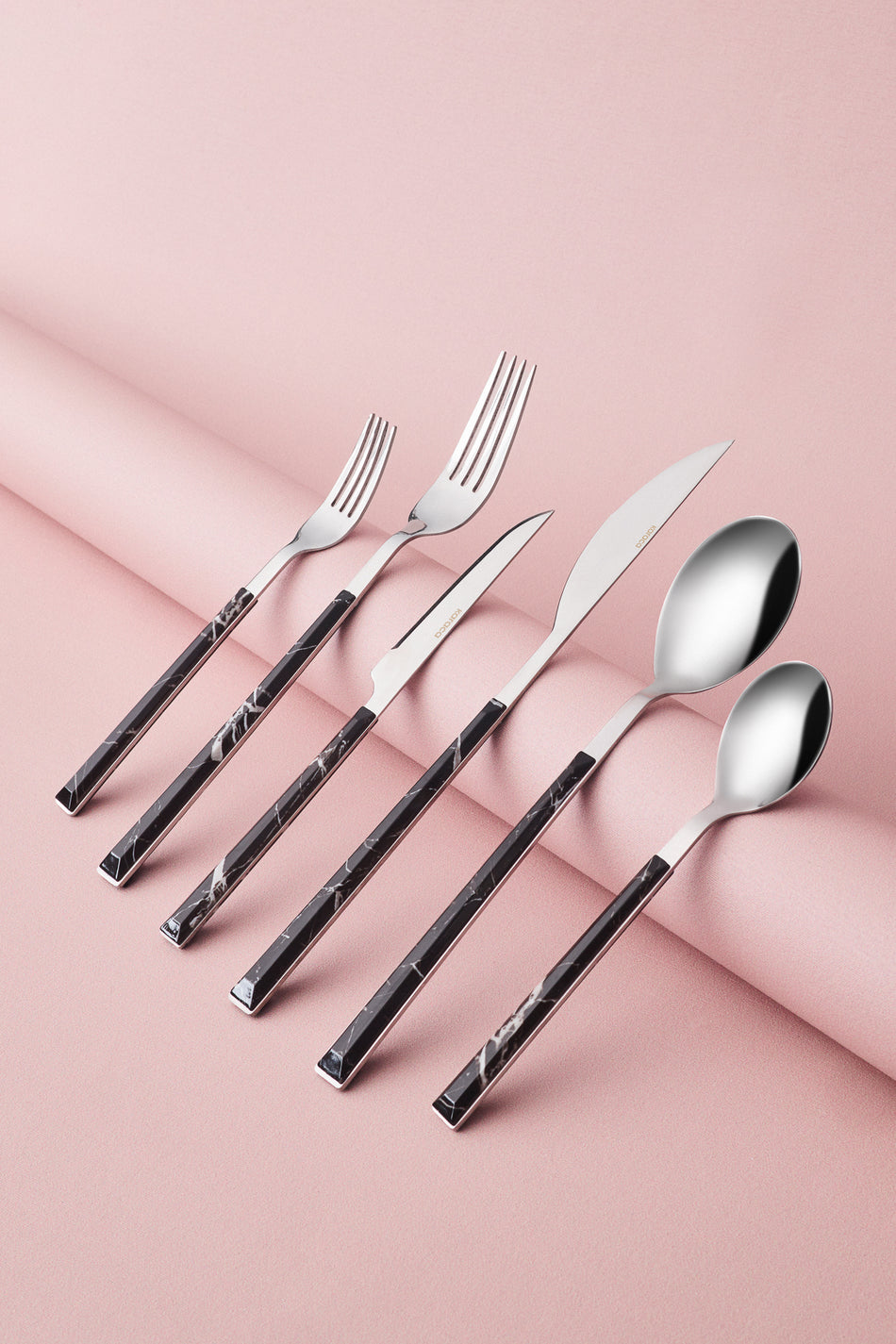 Karaca leda 36 Piece 6 Place Setting Flatware Set black - MALLTURK