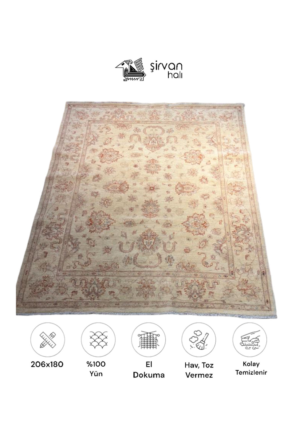 Sirvan Handwoven Afghan Usak Carpet - 206x180 - MALLTURK