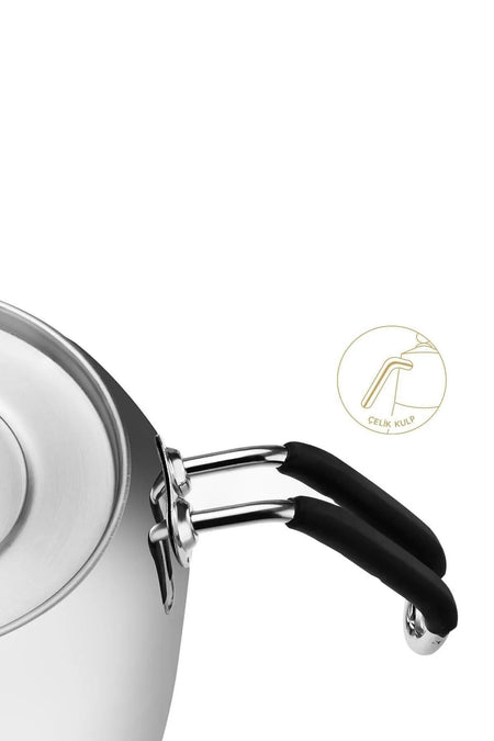 Nehir Modern Midi Medium Size 1-2 Liter Stainless Steel Teapot Set - MALLTURK
