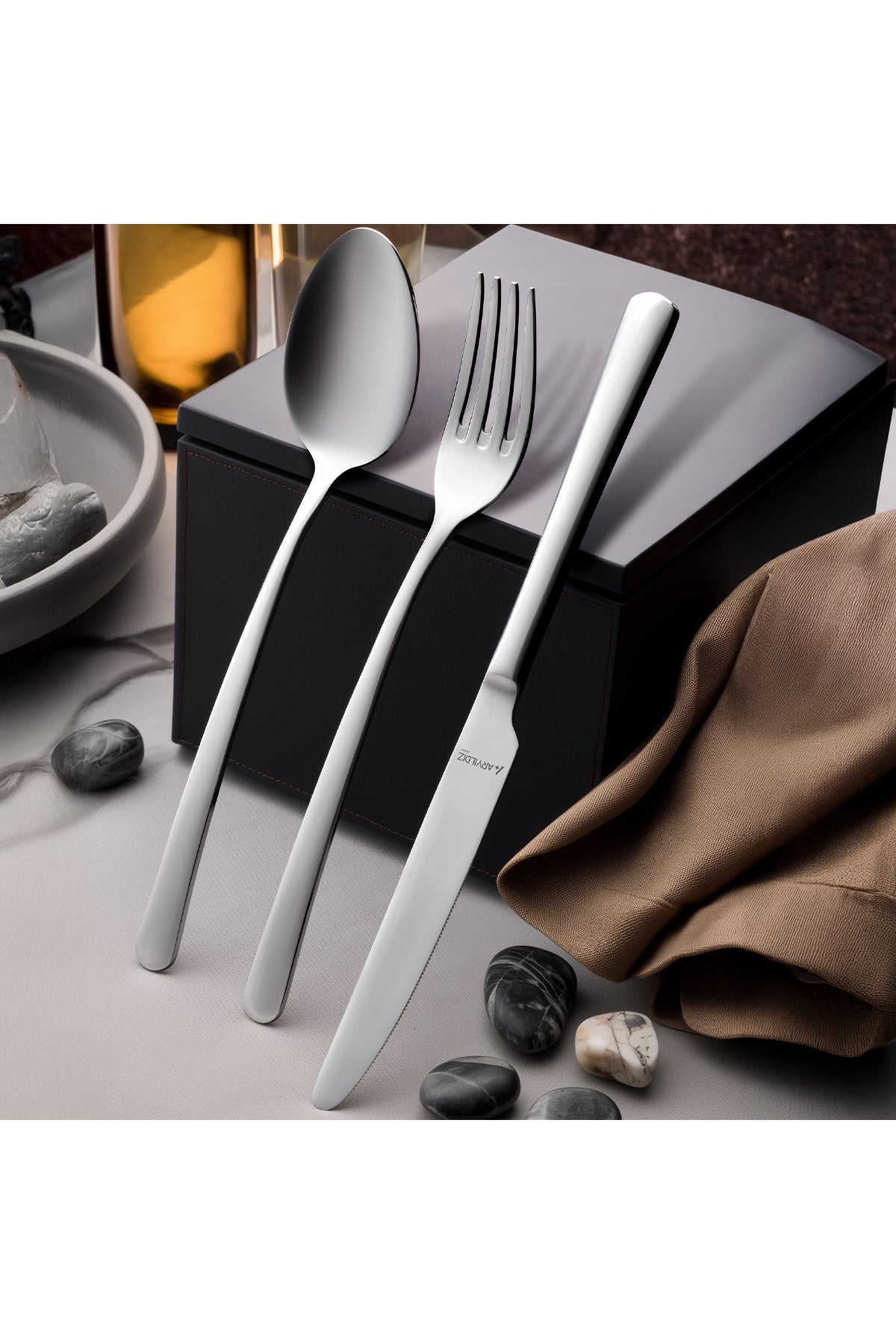 Aryildiz nordica 84 Piece 12 Place Setting Flatware Set - MALLTURK
