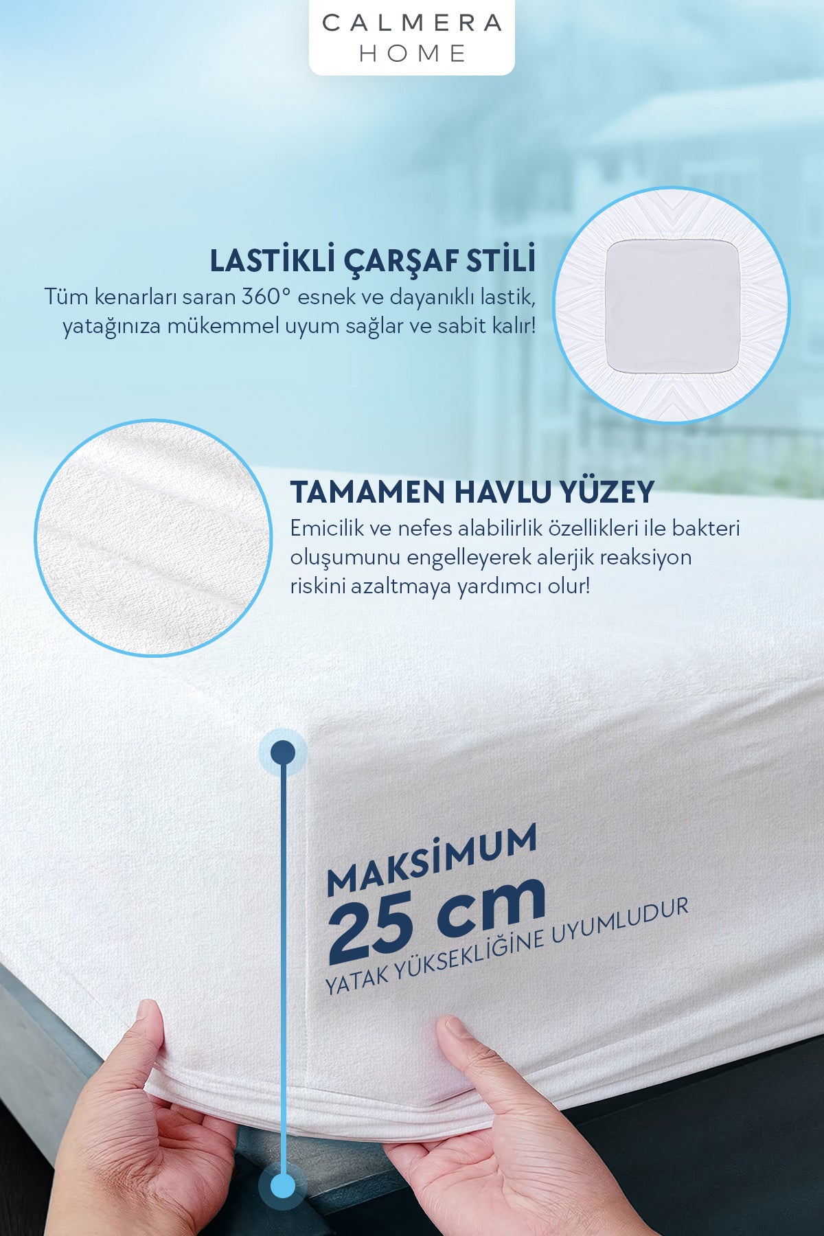 Calmera Waterproof Cotton Fitted Mattress Protector - MALLTURK