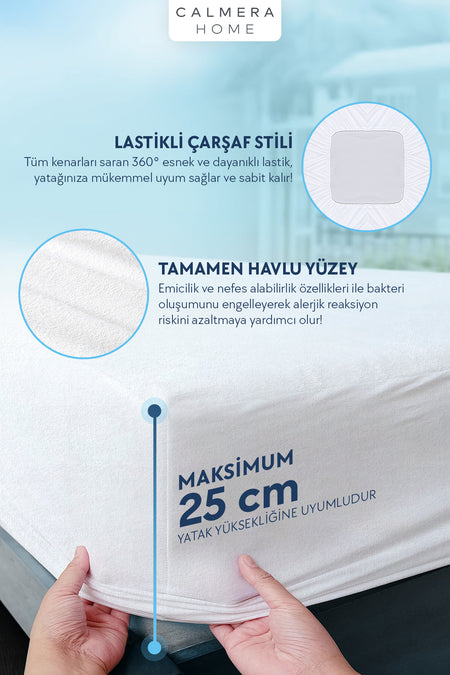 Calmera Waterproof Cotton Fitted Mattress Protector - MALLTURK