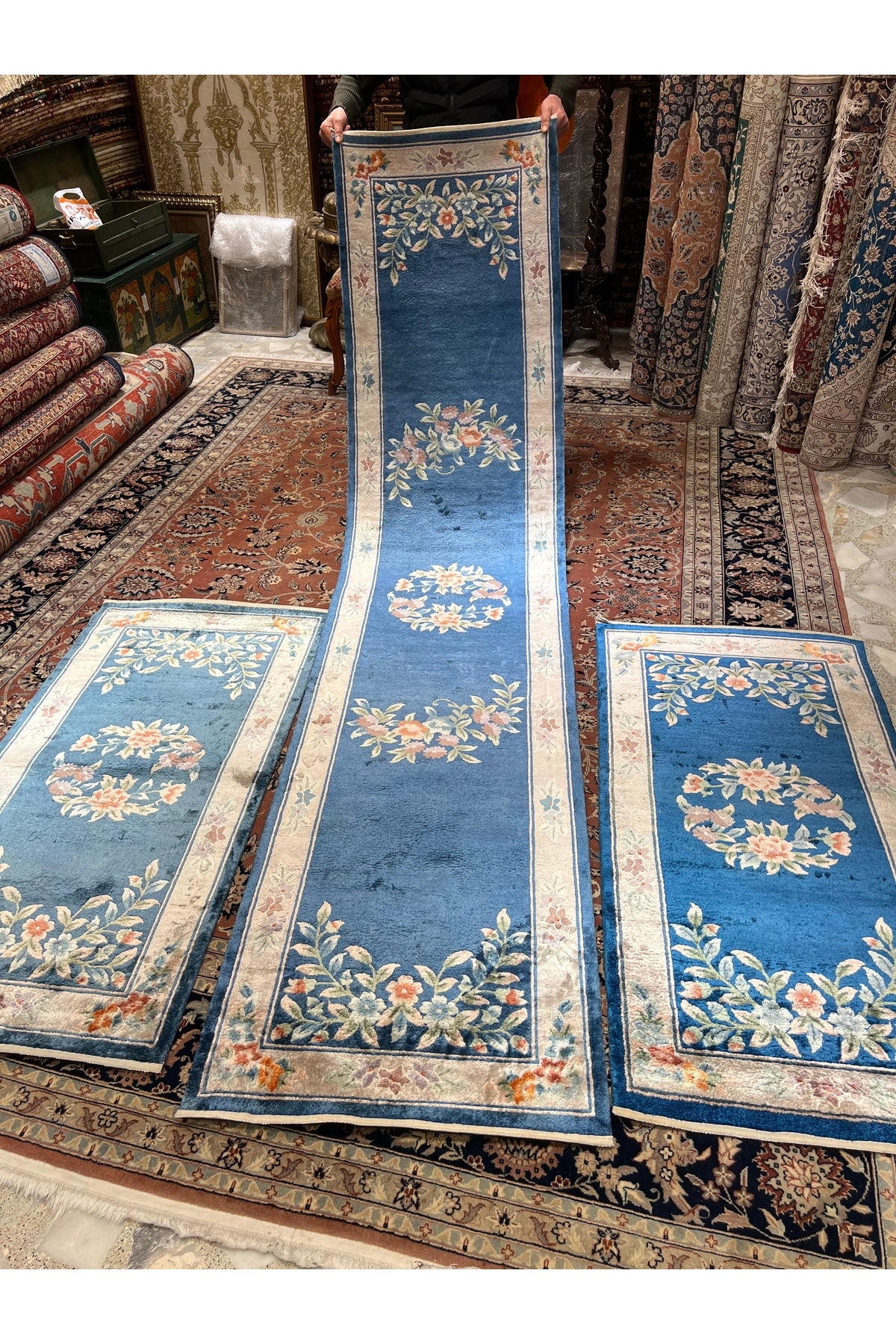 RD RAMAZAN DAG Hand Rug Art Hand-Woven Chinese Silk Runner Three Pieces Available Size 303x70 - MALLTURK