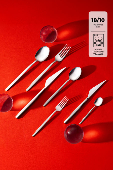 Emsan evelyn 84 Piece 12 Place Setting Flatware Set - MALLTURK