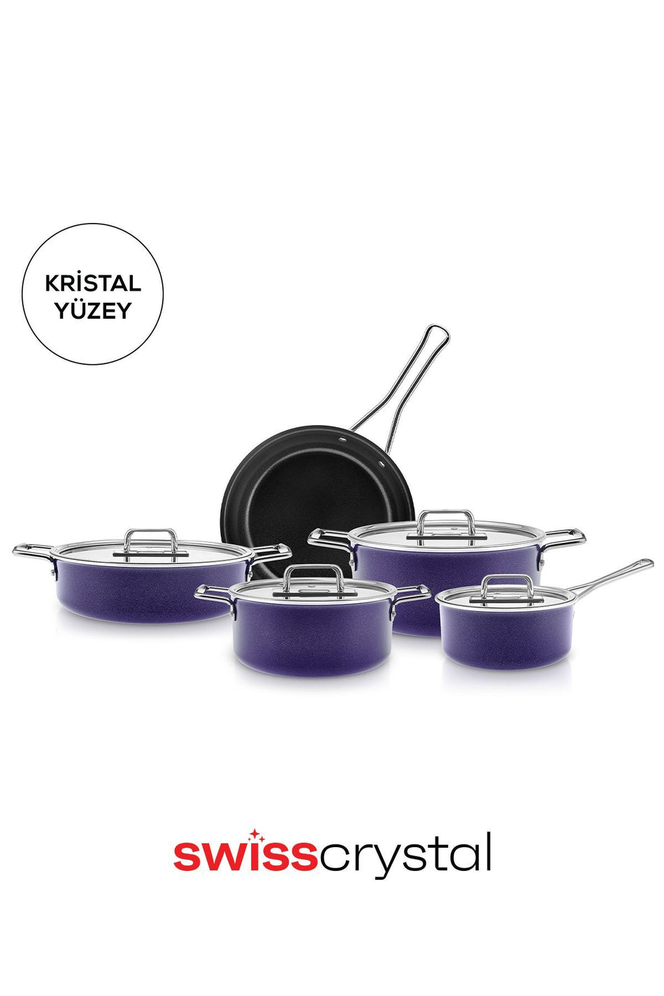 Karaca Swiss Crystal Mastermaid 9 Piece 0 Yag Ile Nonstick Cookware Set Crape - MALLTURK
