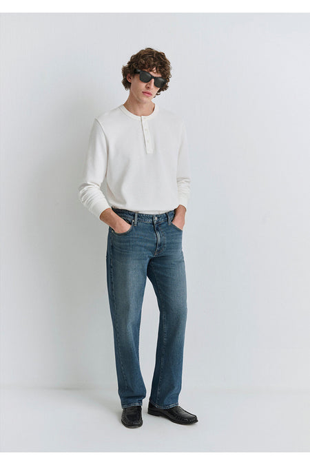 Marlon Classic Denim Foggy Jeans in Mavi 0019166-87850 - MALLTURK
