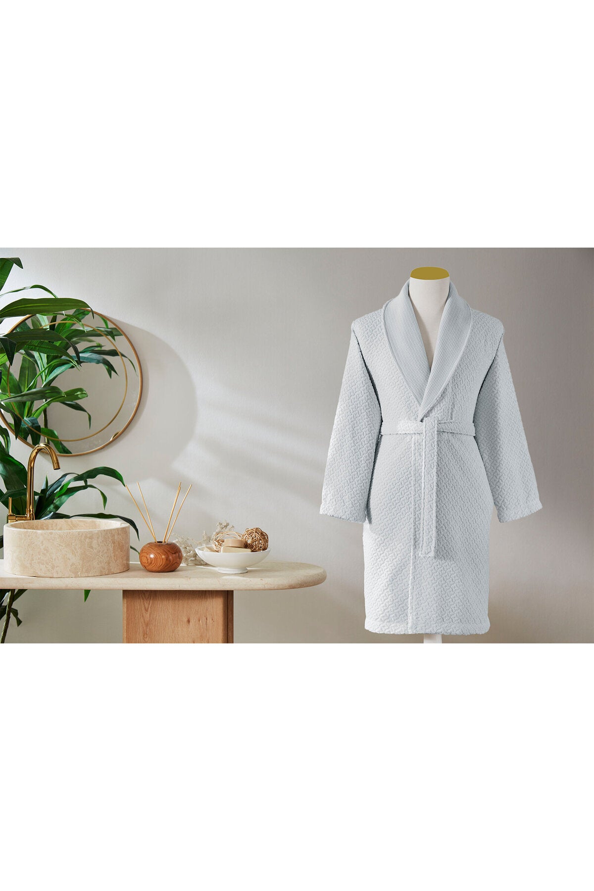 Ozdilek Cotton Garden Shawl Collar Bathrobe - MALLTURK