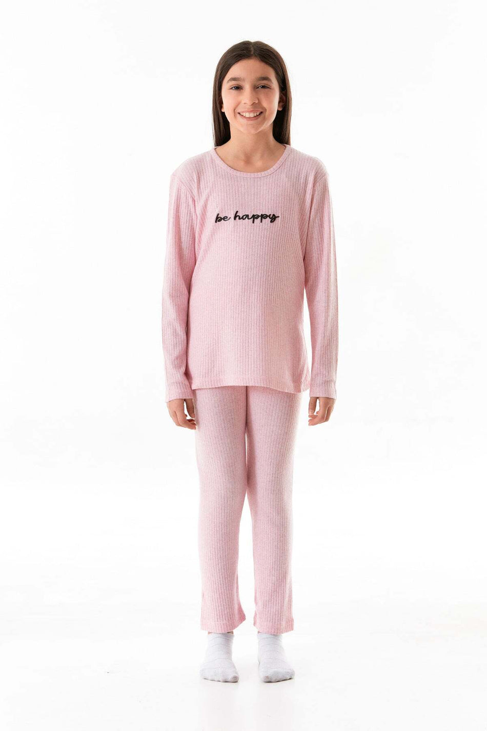 Set de pijamale pentru fete cu imprimeul „Be Happy”