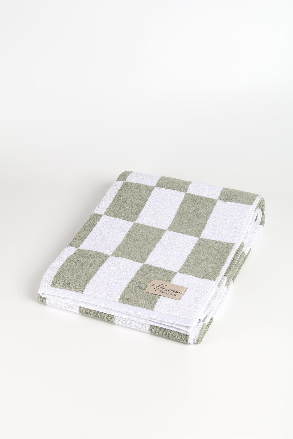 Hasema Square Patterned Green and White 90x170 Beach Towel HSM-26