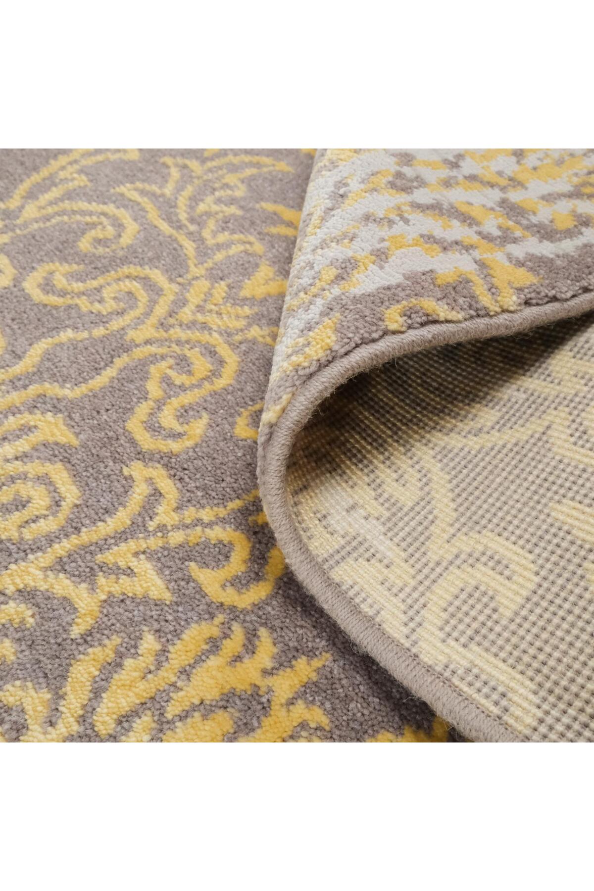 Halicizade Heritage Series Vintage Pattern Machine Woven Rug - Heritage 455 Yellow - MALLTURK