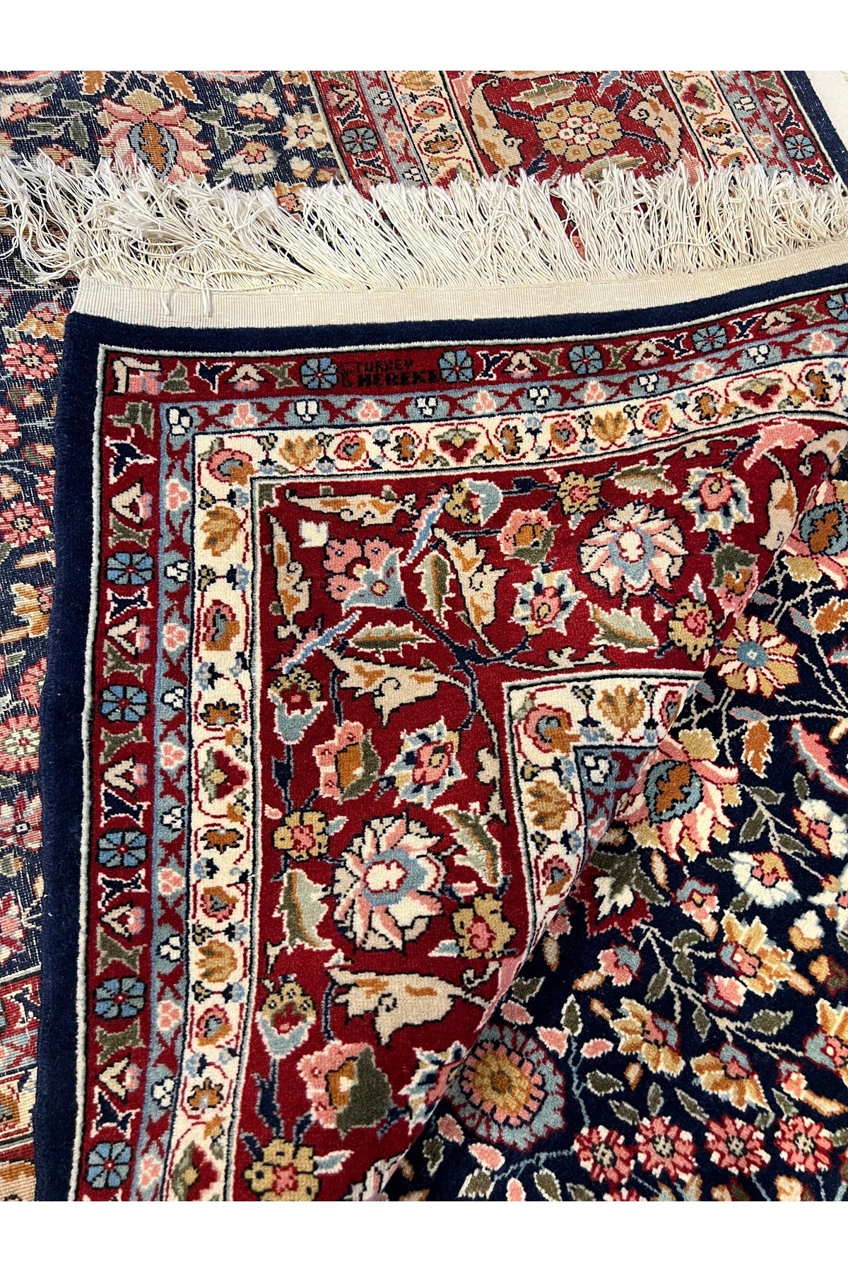 RD RAMAZAN DAG Hand Rug Art Hand-Woven Sumerbank Turkey Hereke Rug Signed Seven Mountains Flower Design Size 310x200 - MALLTURK