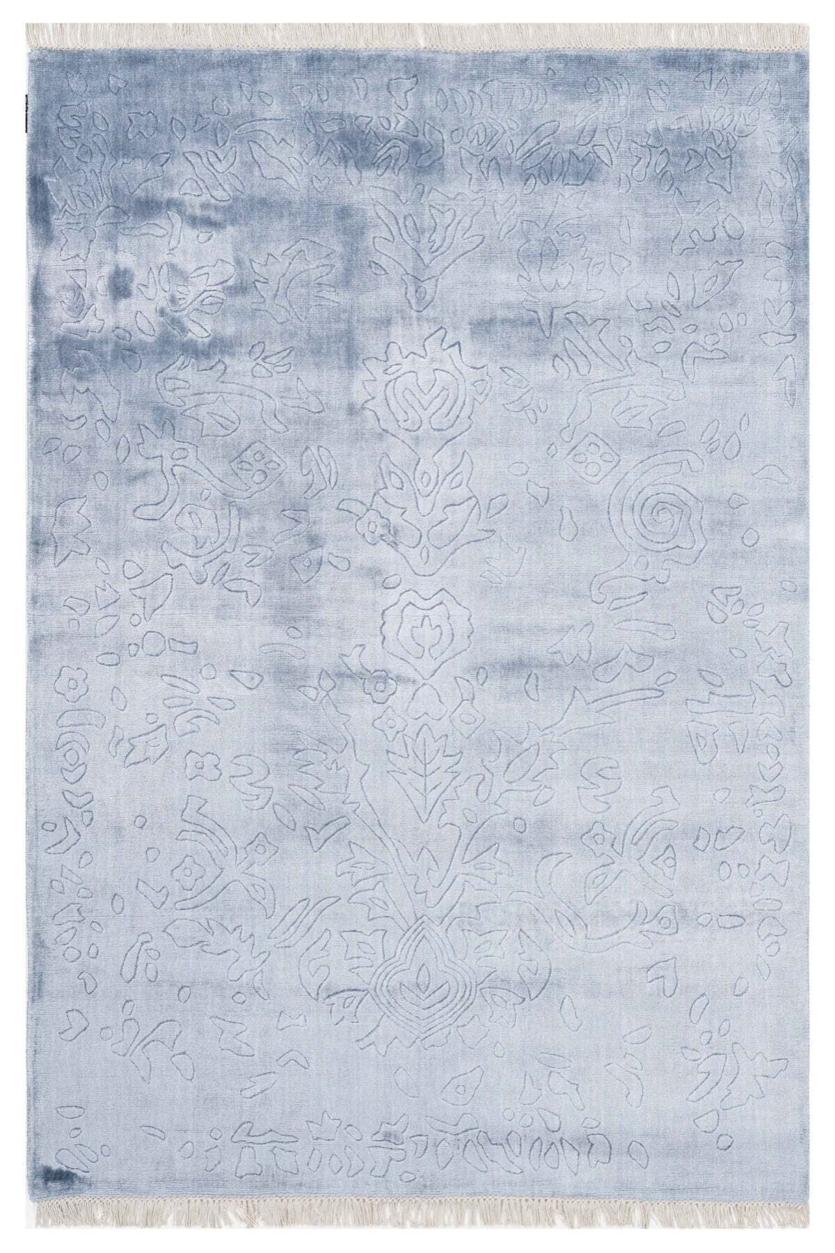 Naar Hali Erase KC 142 Blue Modern Handwoven Bamboo Living Room Rug - MALLTURK